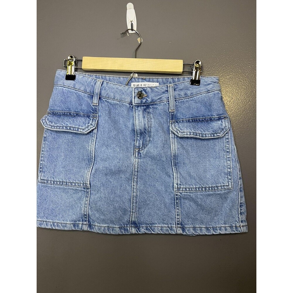 Denim Co Denim Skirt Womens 6 Blue Cargo Mini Pockets 100% Cotton Casual